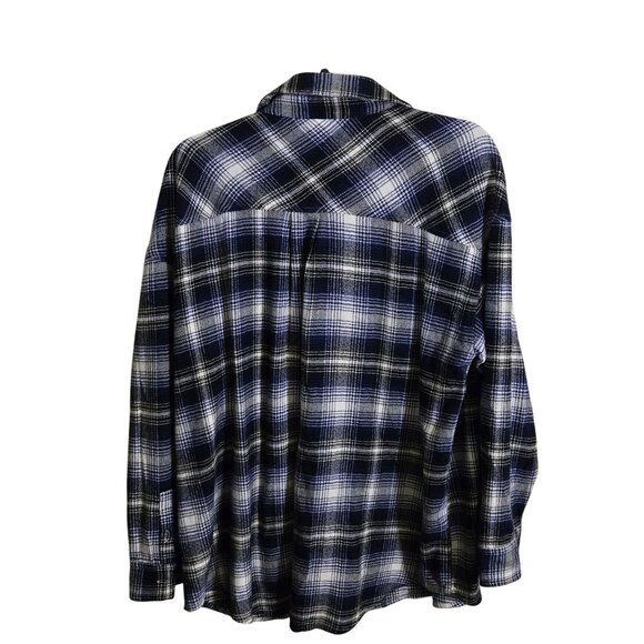 Banana Republic Boyfriend Oversized Plaid Shirt 2022 Blue Plaid Size S - Picture 3 of 13